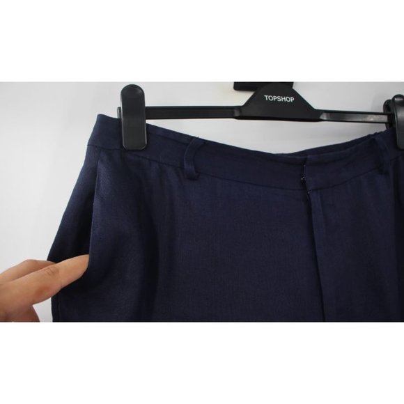 Lauren Ralph Lauren‎ Women W34 Flat front silk linen pants navy blue pockets - Picture 2 of 11